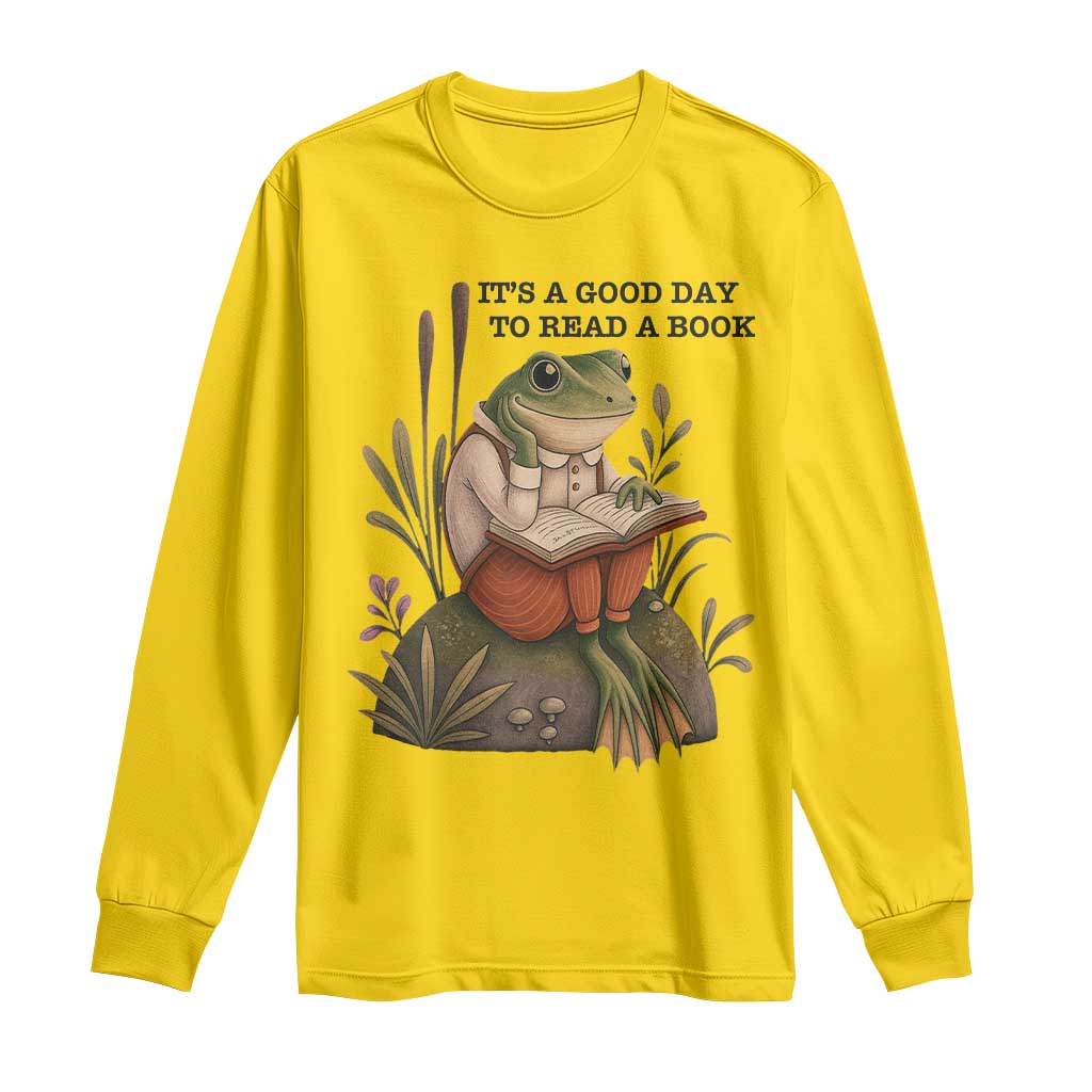 Frog Classic Books Long Sleeve Shirt It Is A Good Day To Read A Book - Wonder Print Shop