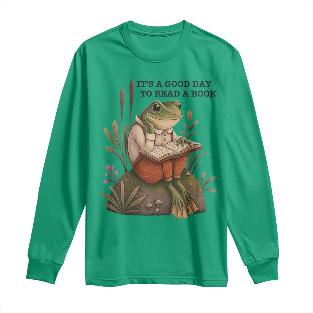 Frog Classic Books Long Sleeve Shirt It Is A Good Day To Read A Book - Wonder Print Shop