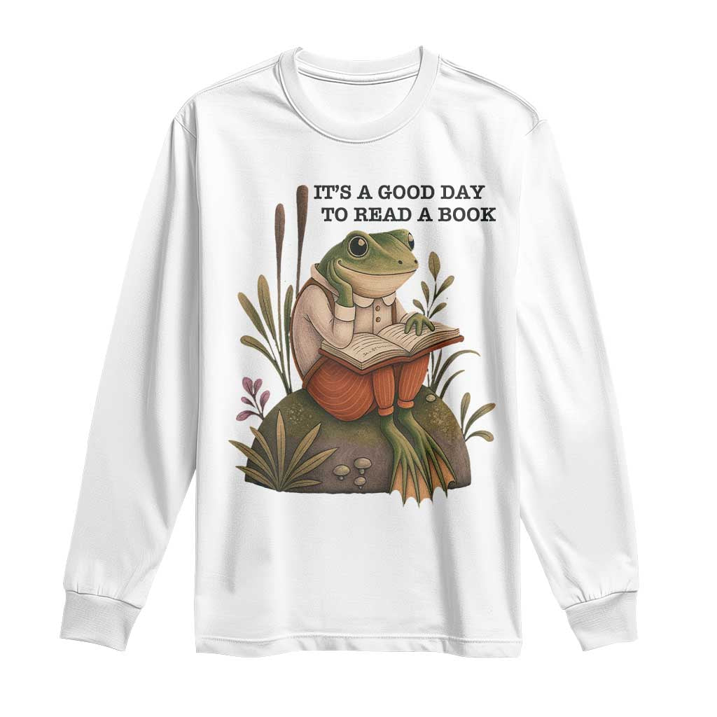 Frog Classic Books Long Sleeve Shirt It Is A Good Day To Read A Book - Wonder Print Shop