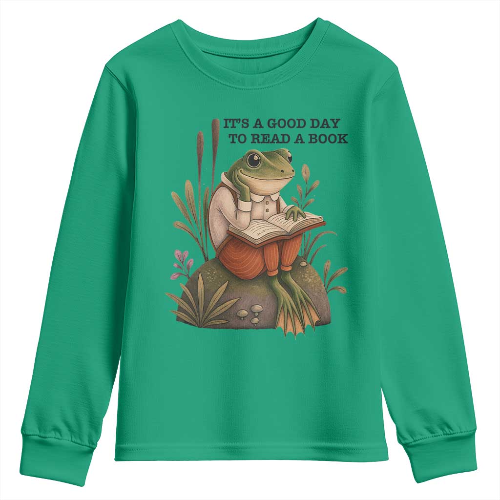 Frog Classic Books Youth Sweatshirt It Is A Good Day To Read A Book - Wonder Print Shop