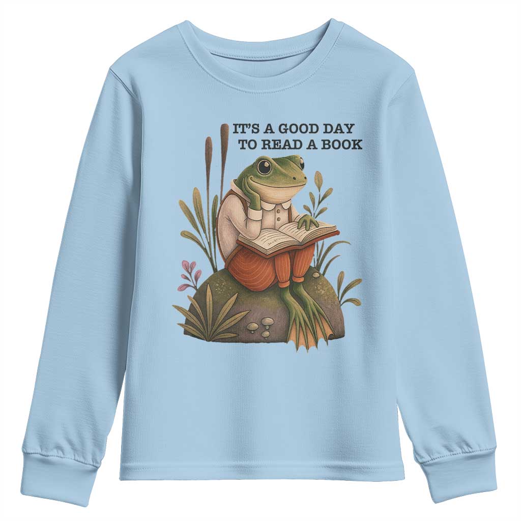 Frog Classic Books Youth Sweatshirt It Is A Good Day To Read A Book - Wonder Print Shop