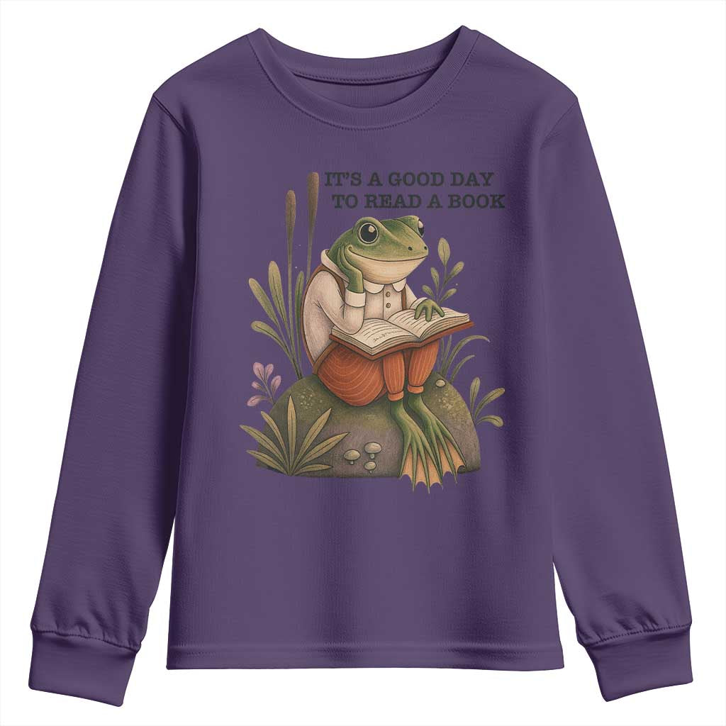 Frog Classic Books Youth Sweatshirt It Is A Good Day To Read A Book - Wonder Print Shop