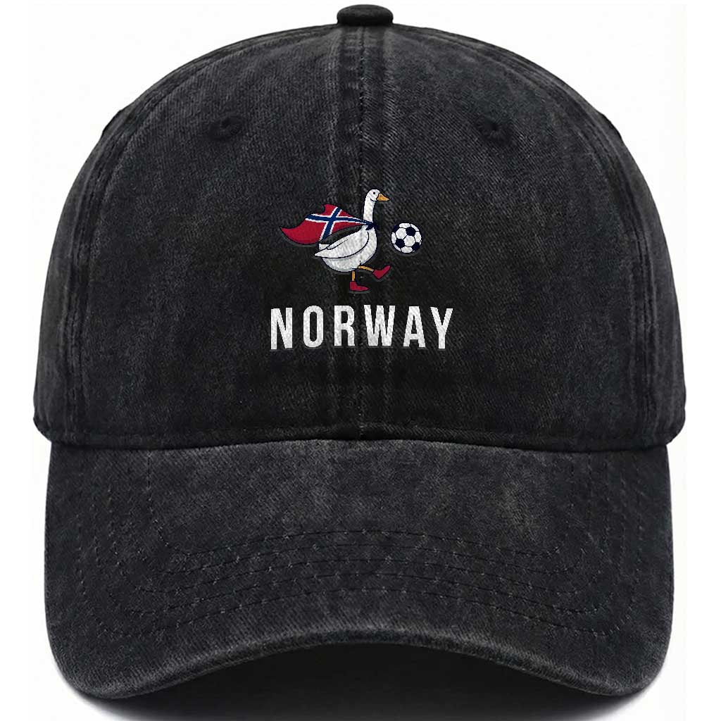 Norway Football Washed Cotton Baseball Cap Silly Goose Soccer Fan Support