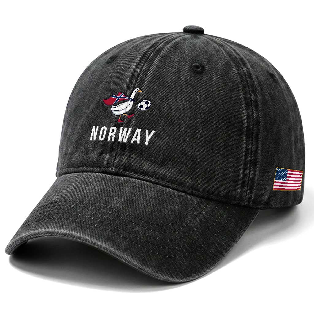 Norway Football Washed Cotton Baseball Cap Silly Goose Soccer Fan Support