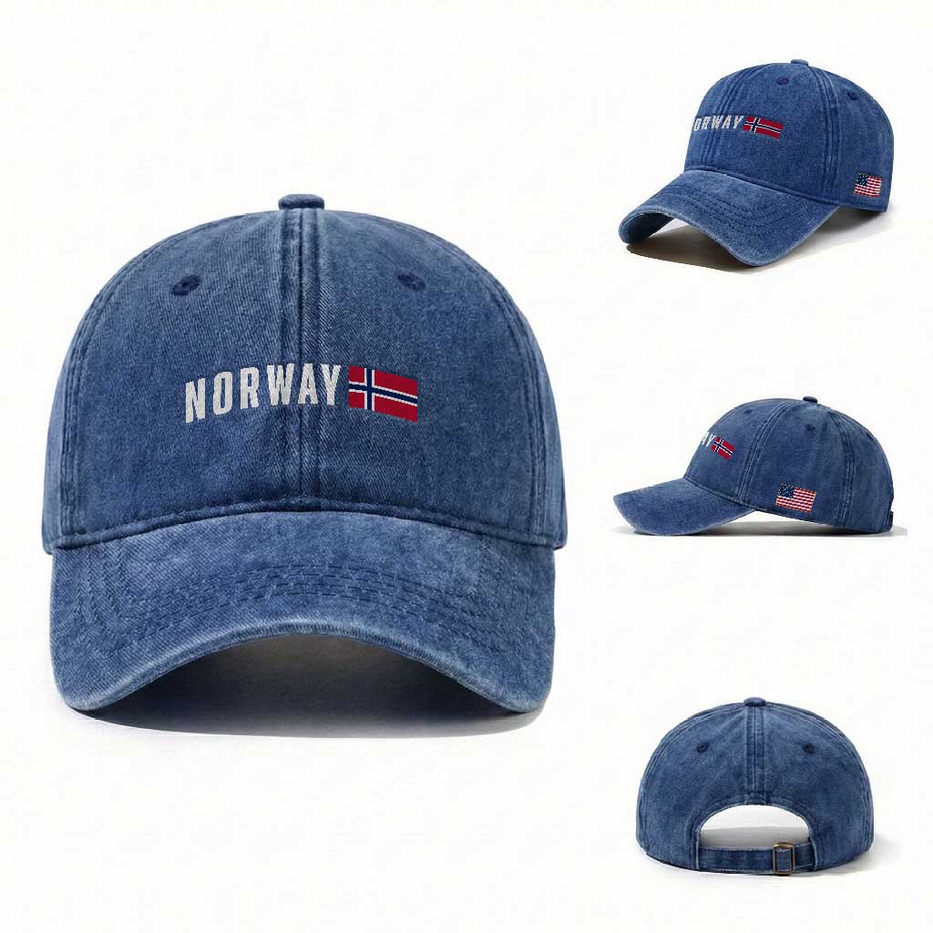 Norwegian Pride Flag Norway Great Gift Washed Cotton Baseball Cap