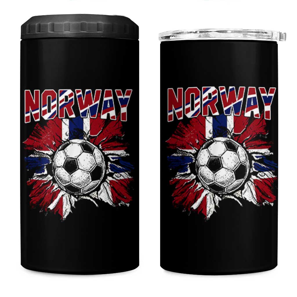 Norway Soccer Fan 4 in 1 Can Cooler Tumbler Norwegian Football Supporter Fan Gift