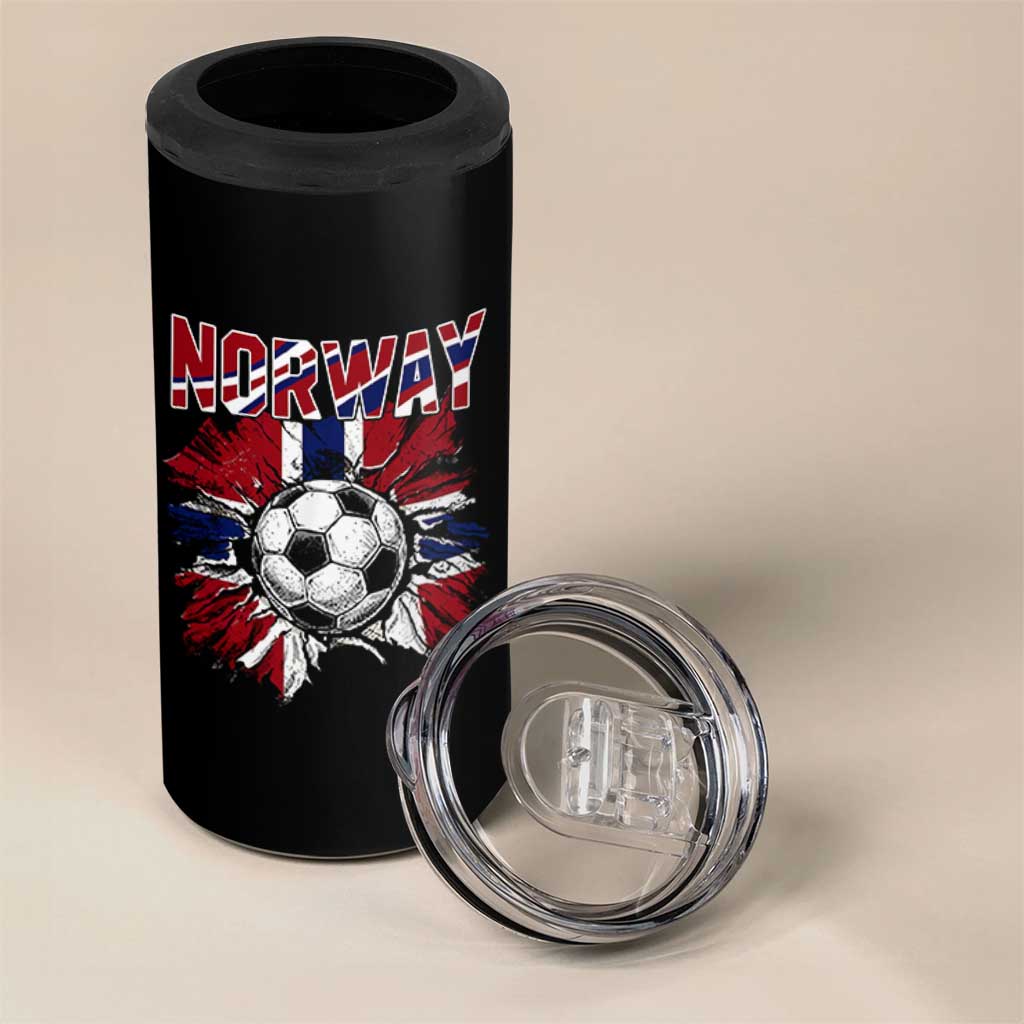 Norway Soccer Fan 4 in 1 Can Cooler Tumbler Norwegian Football Supporter Fan Gift