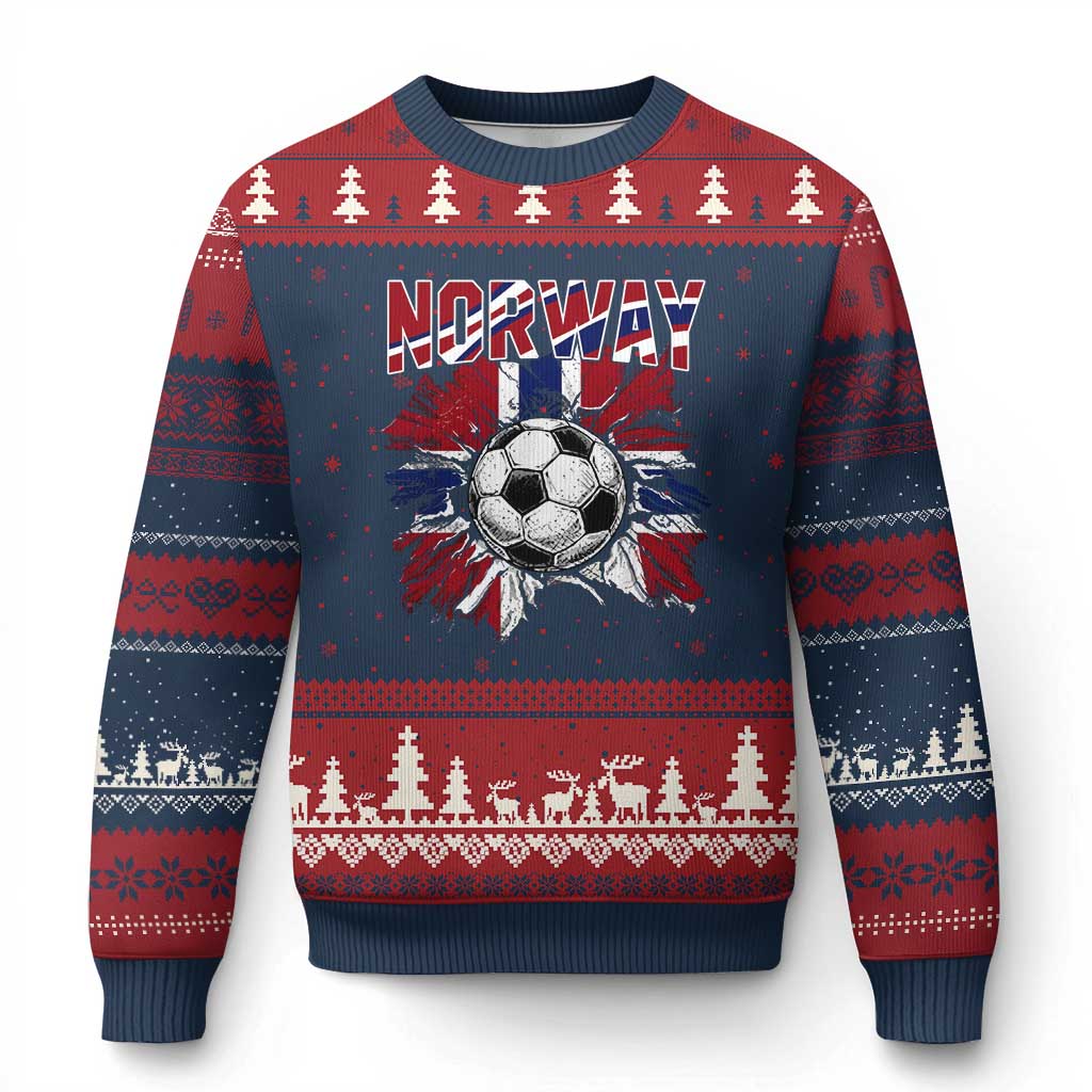 Norway Soccer Fan Ugly Christmas Sweater Norwegian Football Supporter Fan Gift