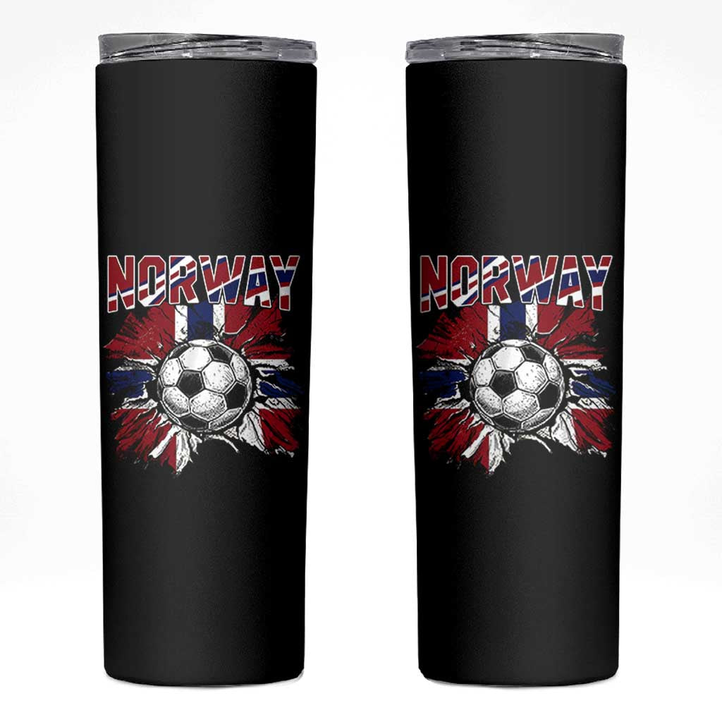 Norway Soccer Fan Skinny Tumbler Norwegian Football Supporter Fan Gift