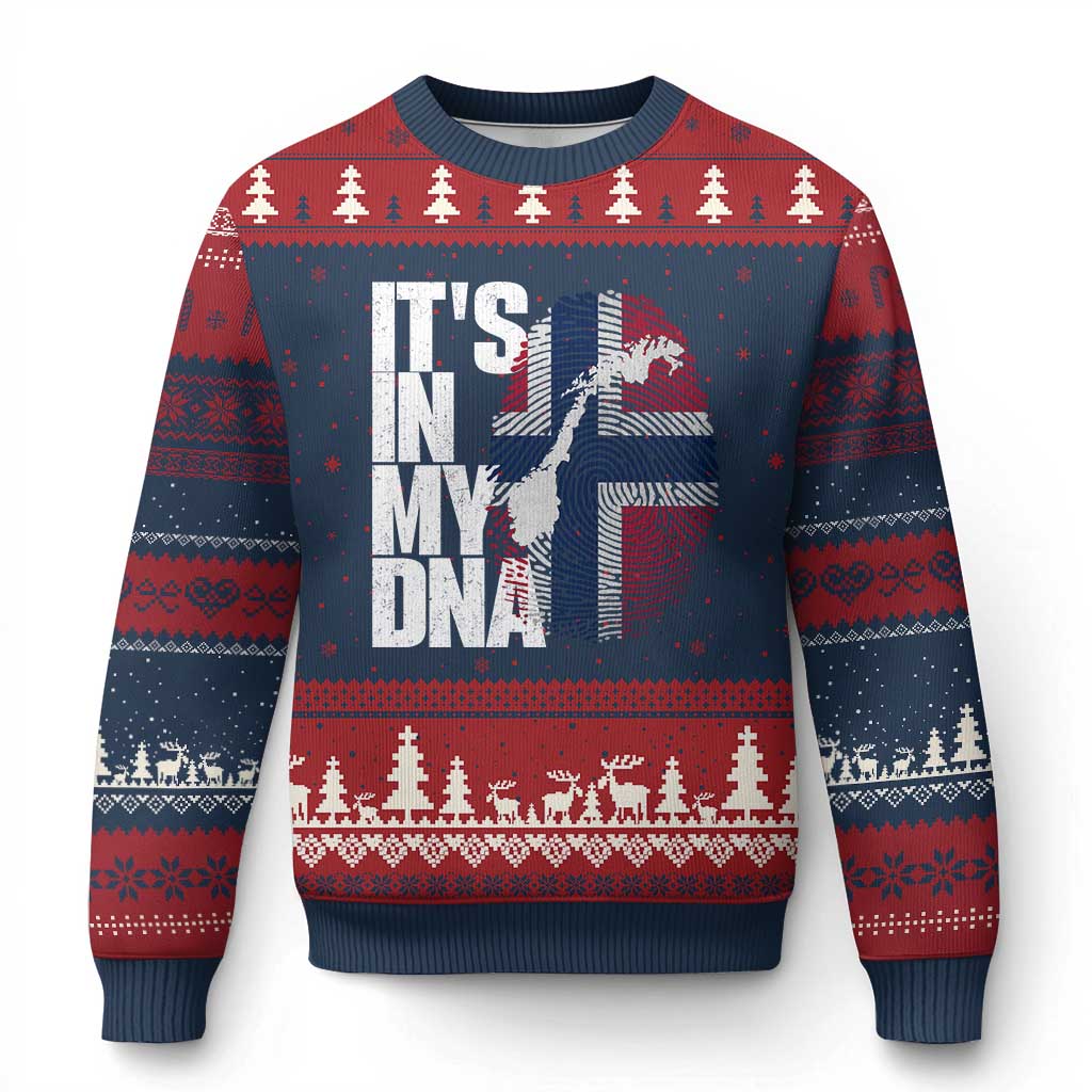 It's in My DNA Ugly Christmas Sweater Norwegian Norway Map Flag Pride