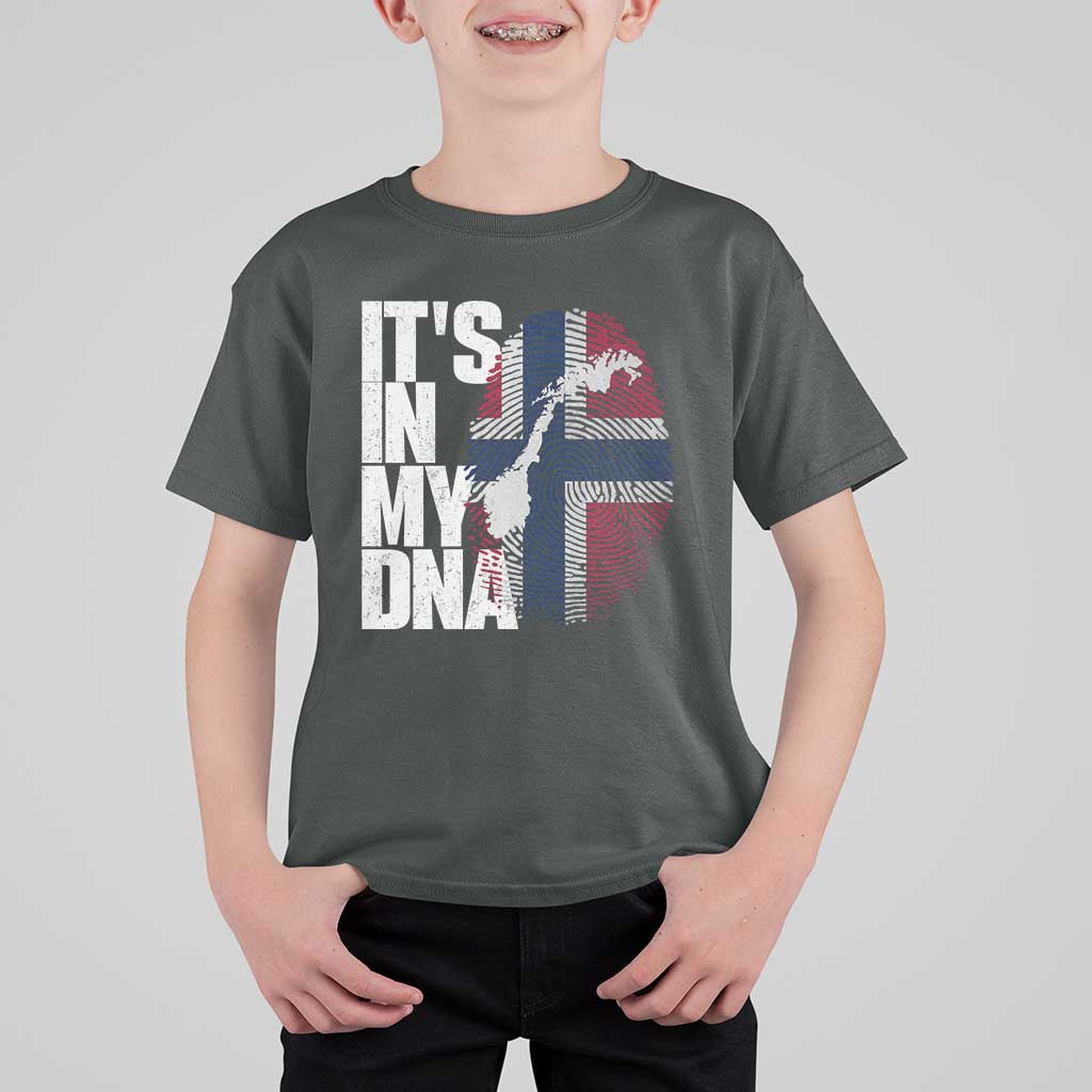 It's in My DNA T Shirt For Kid Norwegian Norway Map Flag Pride