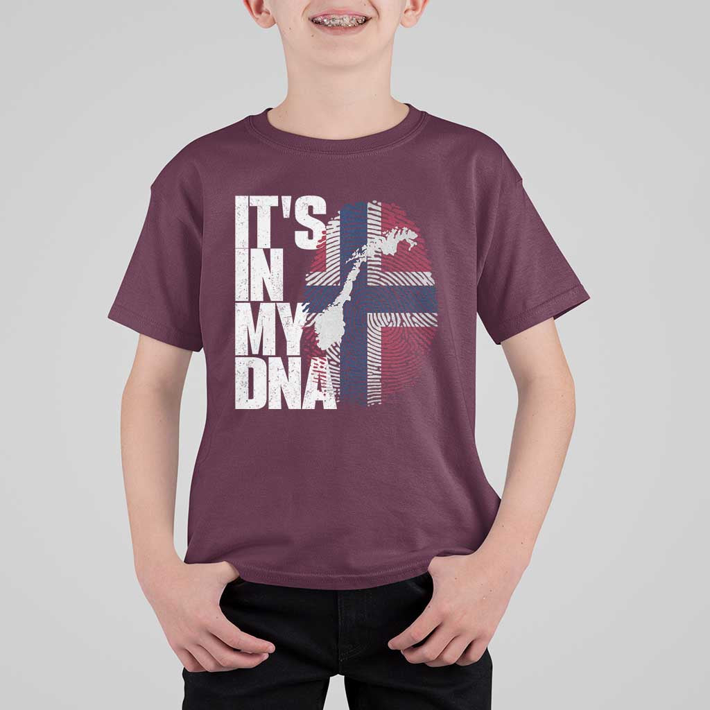It's in My DNA T Shirt For Kid Norwegian Norway Map Flag Pride