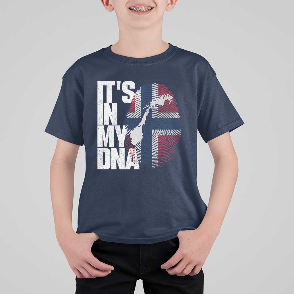 It's in My DNA T Shirt For Kid Norwegian Norway Map Flag Pride