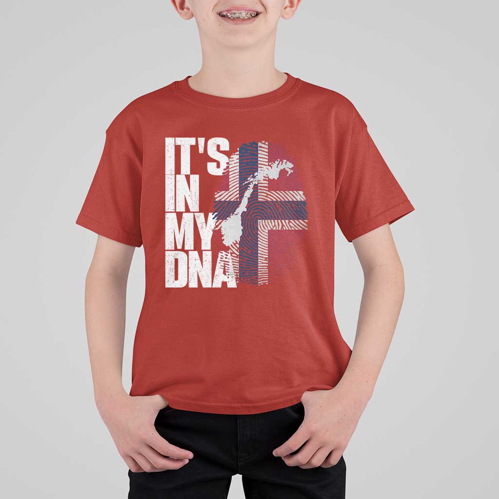 It's in My DNA T Shirt For Kid Norwegian Norway Map Flag Pride