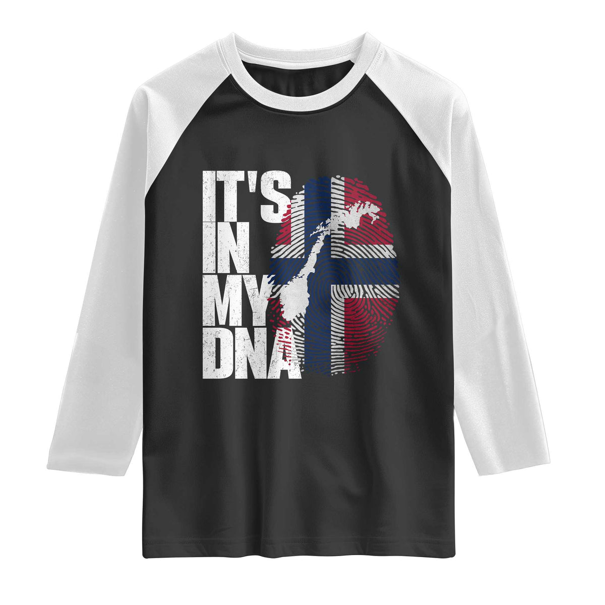 It's in My DNA Raglan Shirt Norwegian Norway Map Flag Pride