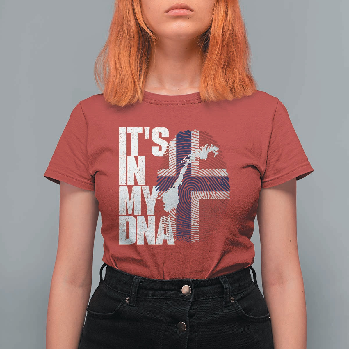 It's in My DNA T Shirt For Women Norwegian Norway Map Flag Pride