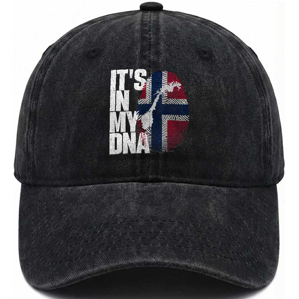 It's in My DNA Washed Cotton Baseball Cap Norwegian Norway Map Flag Pride
