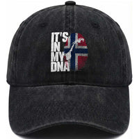 It's in My DNA Washed Cotton Baseball Cap Norwegian Norway Map Flag Pride