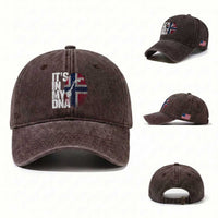 It's in My DNA Washed Cotton Baseball Cap Norwegian Norway Map Flag Pride