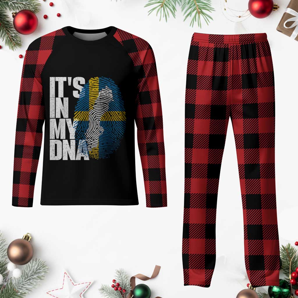It's in My DNA Plaid Pajama Set Sweden Sverige Swedish Map Flag
