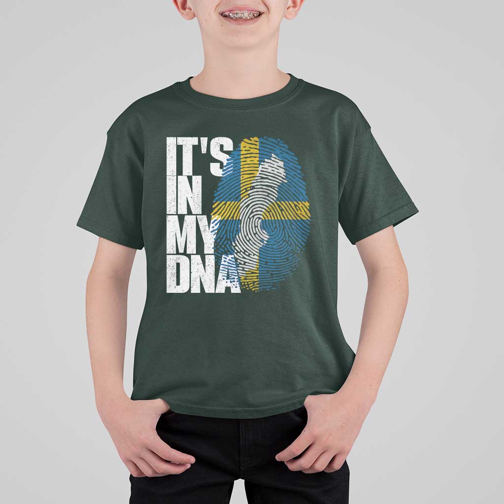 It's in My DNA T Shirt For Kid Sweden Sverige Swedish Map Flag