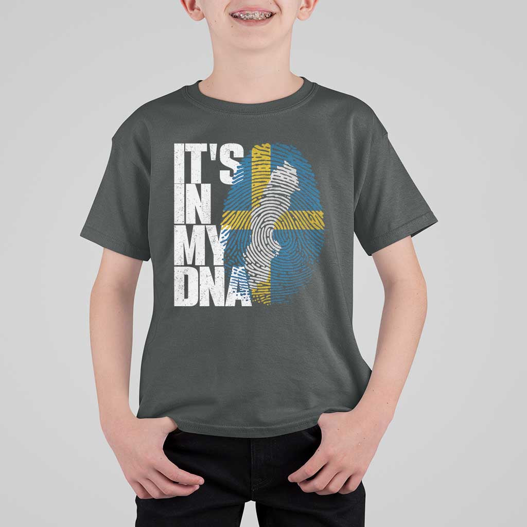 It's in My DNA T Shirt For Kid Sweden Sverige Swedish Map Flag