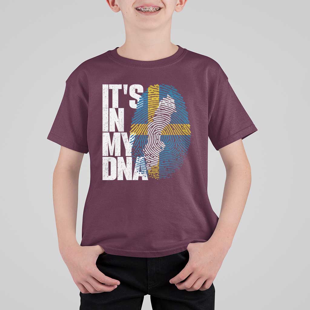 It's in My DNA T Shirt For Kid Sweden Sverige Swedish Map Flag