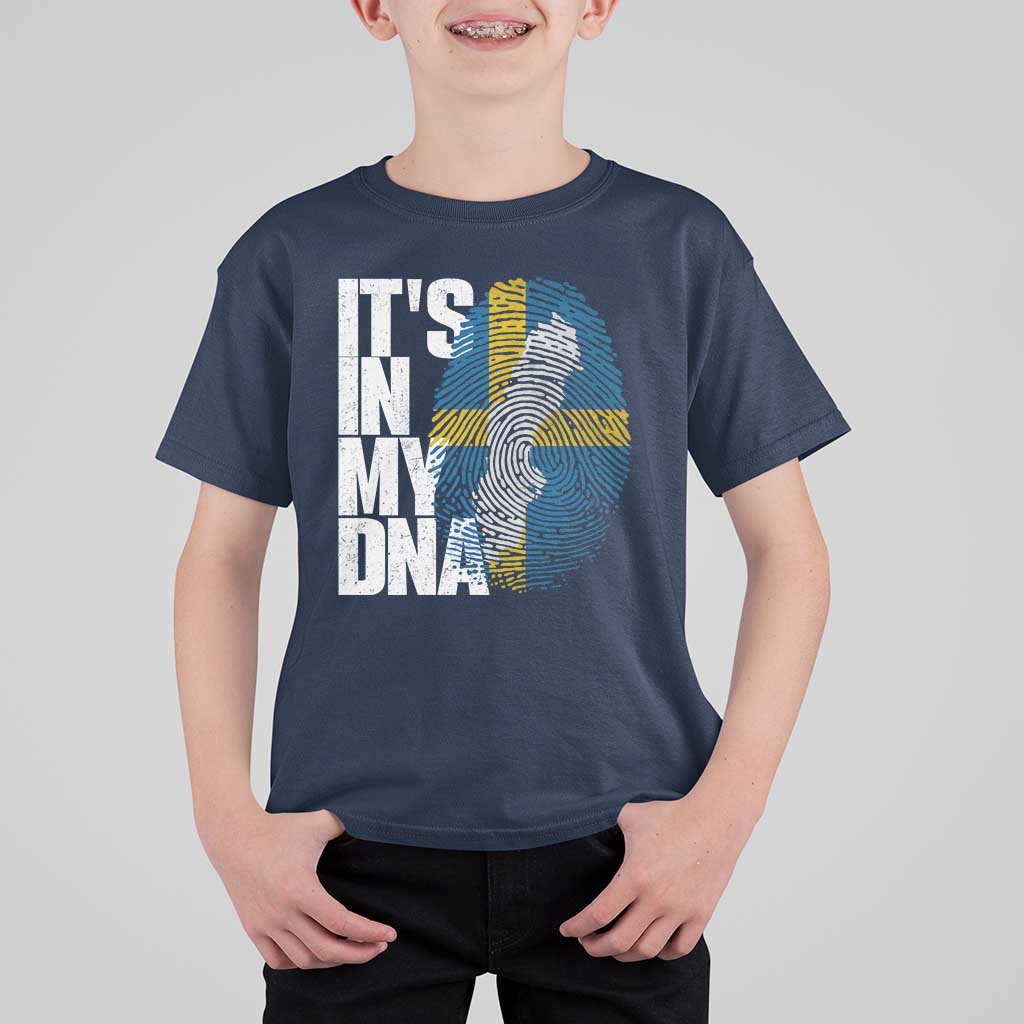 It's in My DNA T Shirt For Kid Sweden Sverige Swedish Map Flag
