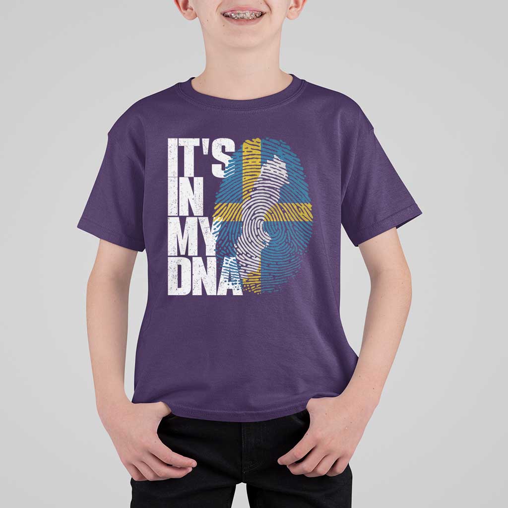 It's in My DNA T Shirt For Kid Sweden Sverige Swedish Map Flag