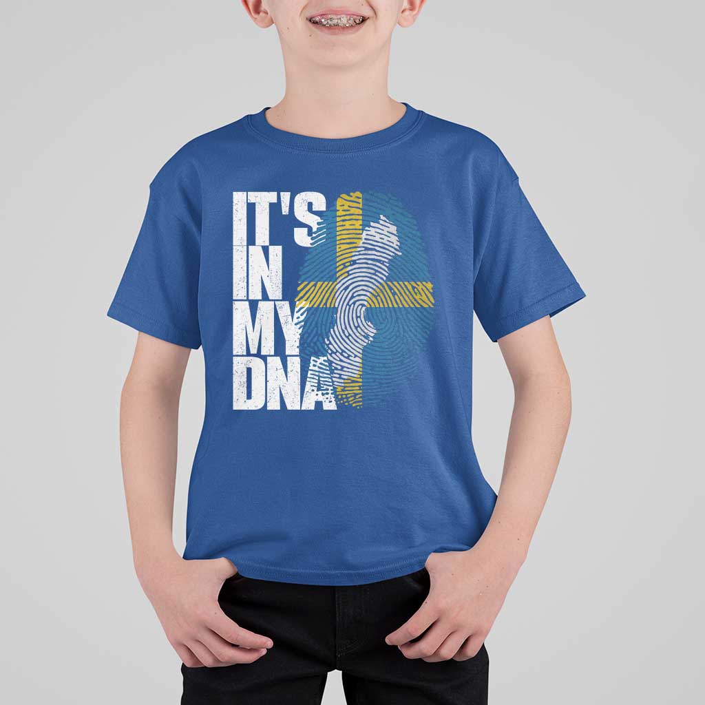 It's in My DNA T Shirt For Kid Sweden Sverige Swedish Map Flag