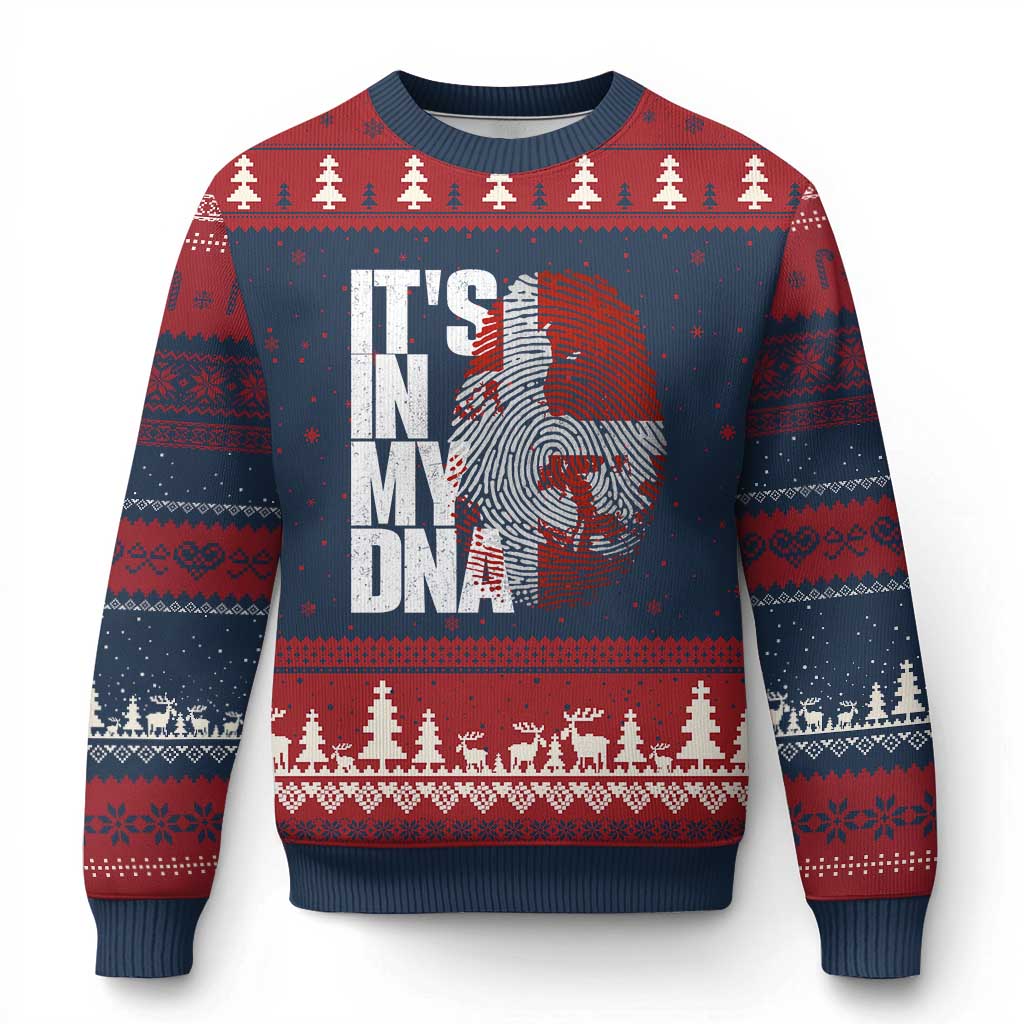 It's in My DNA Ugly Christmas Sweater Denmark Map Flag Danish Gift