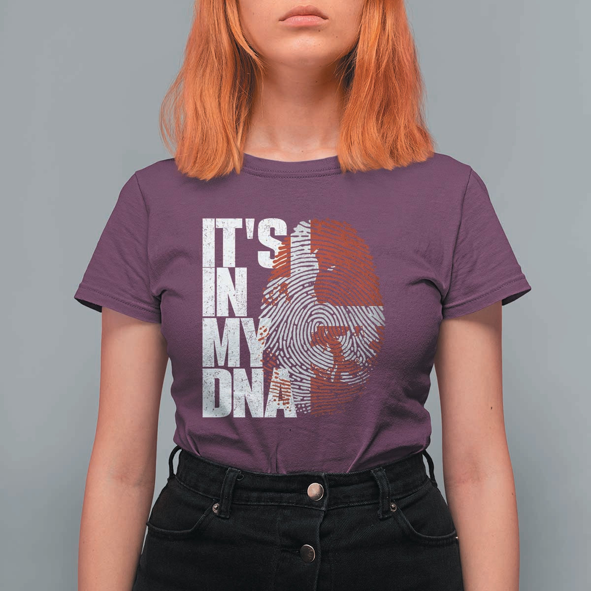 It's in My DNA T Shirt For Women Denmark Map Flag Danish Gift