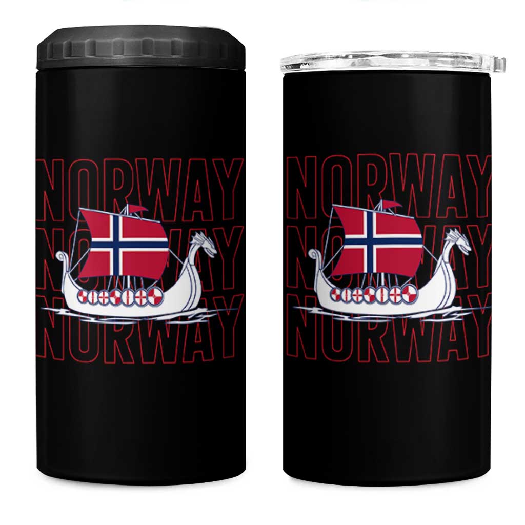 Norwegian Viking Ship Flag Boat Norway Heritage 4 in 1 Can Cooler Tumbler