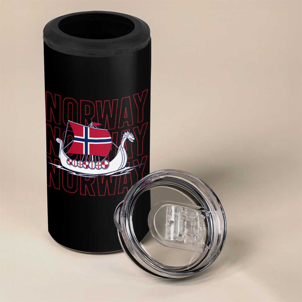 Norwegian Viking Ship Flag Boat Norway Heritage 4 in 1 Can Cooler Tumbler