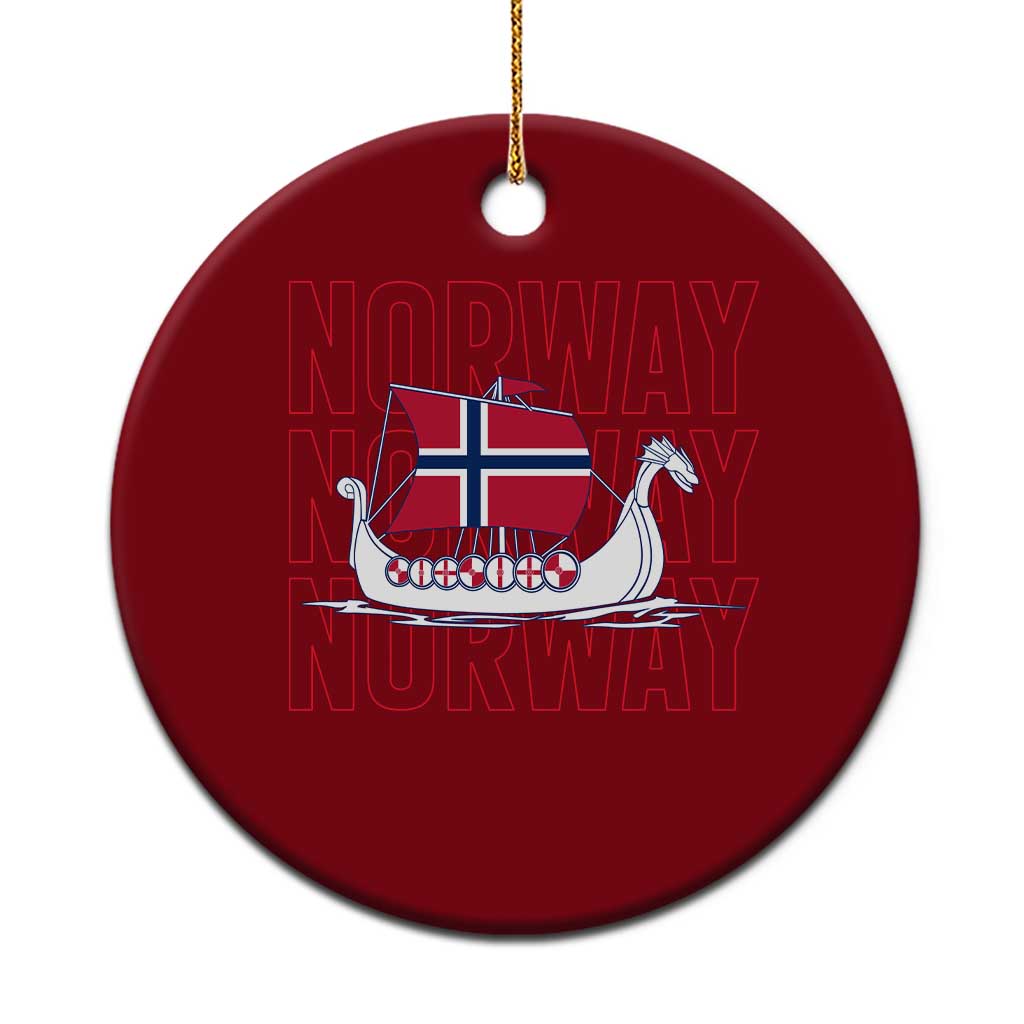 Norwegian Viking Ship Flag Boat Norway Heritage Ceramic Ornament