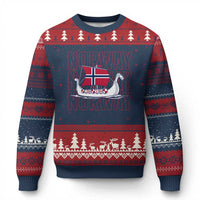 Norwegian Viking Ship Flag Boat Norway Heritage Ugly Christmas Sweater