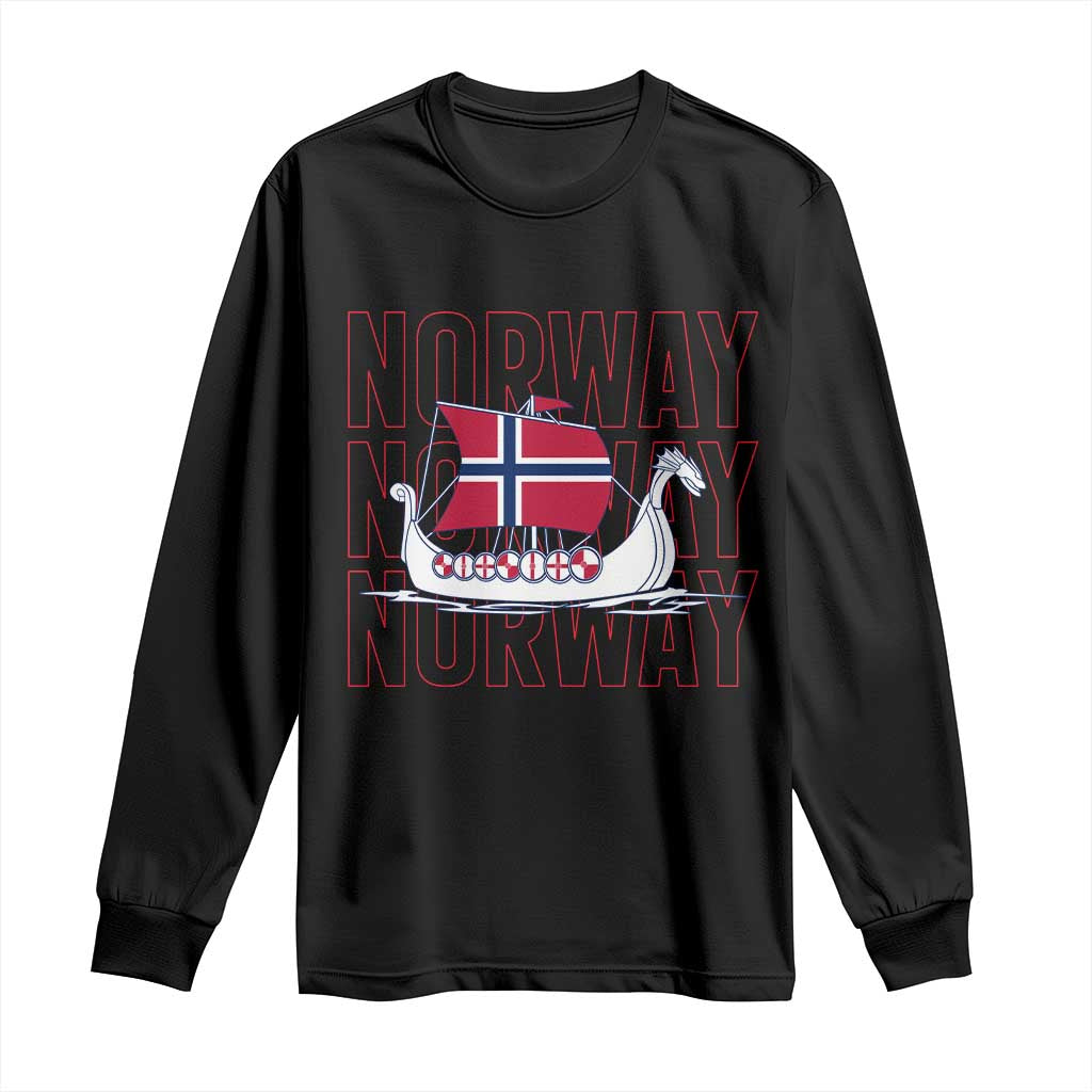 Norwegian Viking Ship Flag Boat Norway Heritage Long Sleeve Shirt