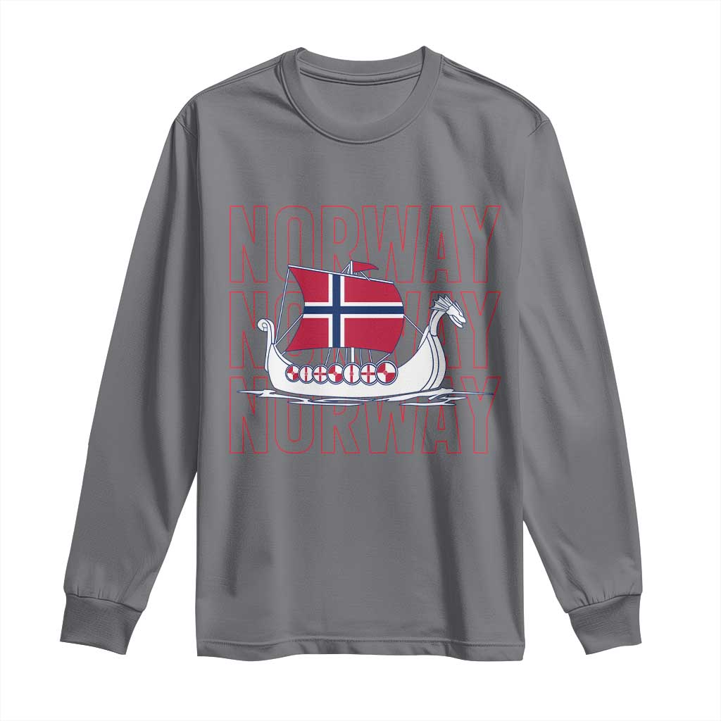 Norwegian Viking Ship Flag Boat Norway Heritage Long Sleeve Shirt