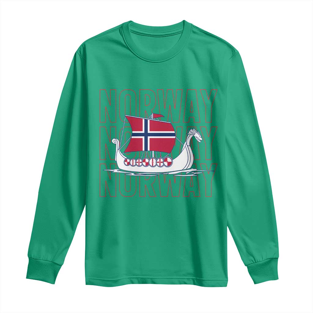 Norwegian Viking Ship Flag Boat Norway Heritage Long Sleeve Shirt