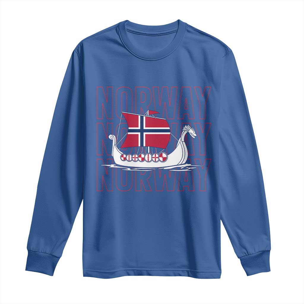 Norwegian Viking Ship Flag Boat Norway Heritage Long Sleeve Shirt