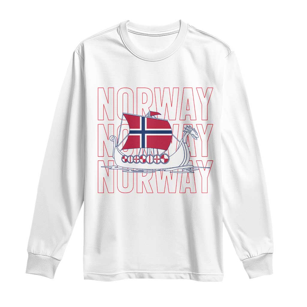 Norwegian Viking Ship Flag Boat Norway Heritage Long Sleeve Shirt