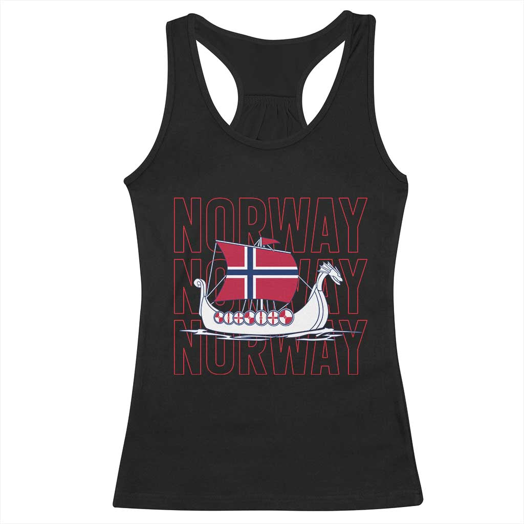 Norwegian Viking Ship Flag Boat Norway Heritage Racerback Tank Top
