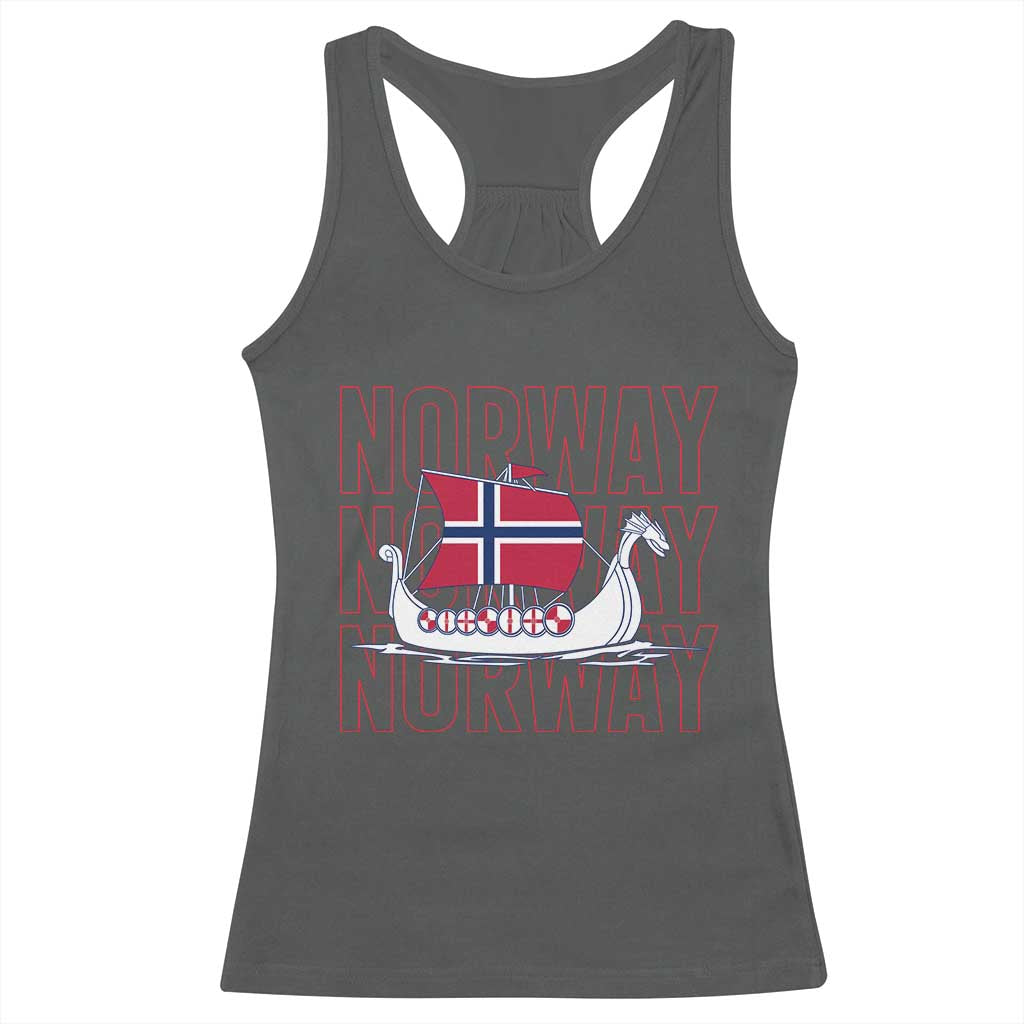 Norwegian Viking Ship Flag Boat Norway Heritage Racerback Tank Top