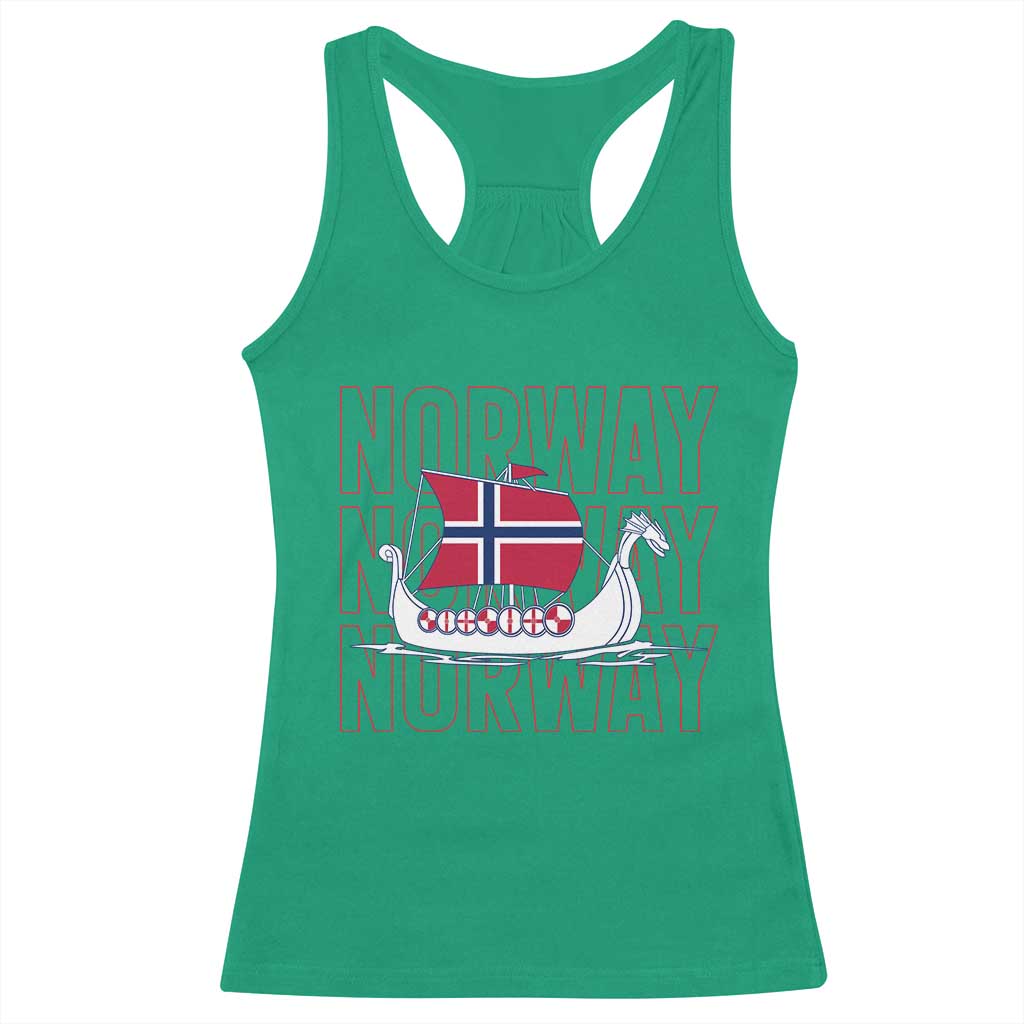 Norwegian Viking Ship Flag Boat Norway Heritage Racerback Tank Top