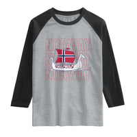 Norwegian Viking Ship Flag Boat Norway Heritage Raglan Shirt
