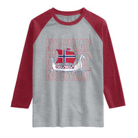 Norwegian Viking Ship Flag Boat Norway Heritage Raglan Shirt