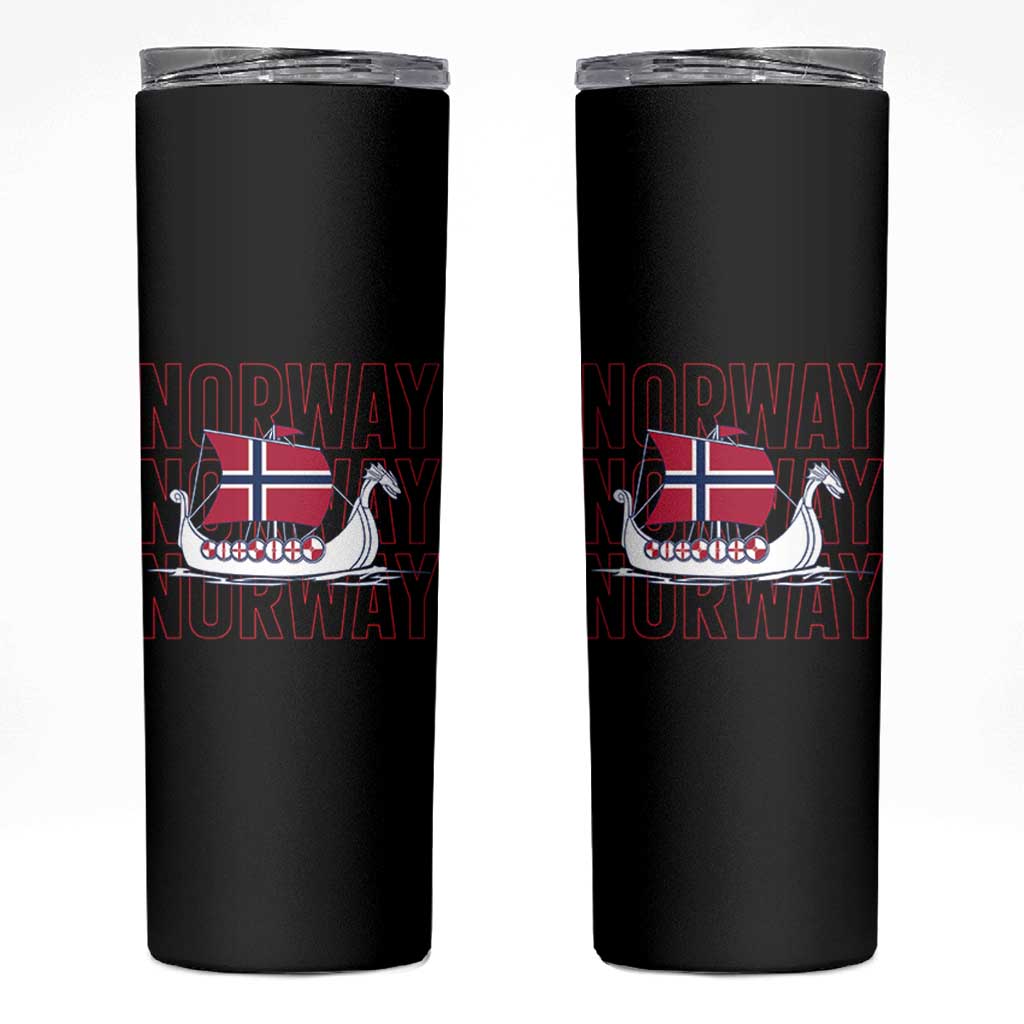 Norwegian Viking Ship Flag Boat Norway Heritage Skinny Tumbler