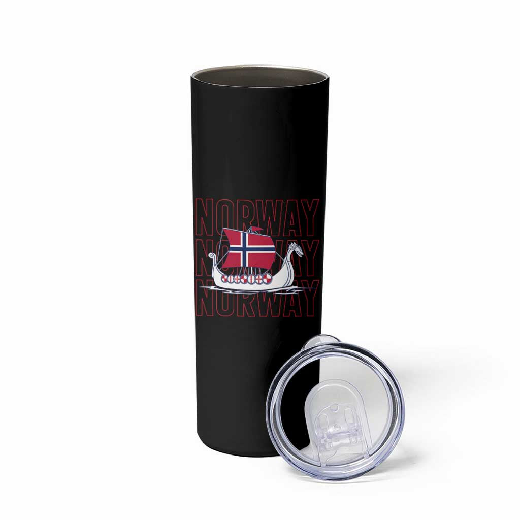 Norwegian Viking Ship Flag Boat Norway Heritage Skinny Tumbler
