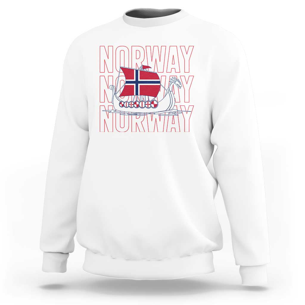 Norwegian Viking Ship Flag Boat Norway Heritage Sweatshirt