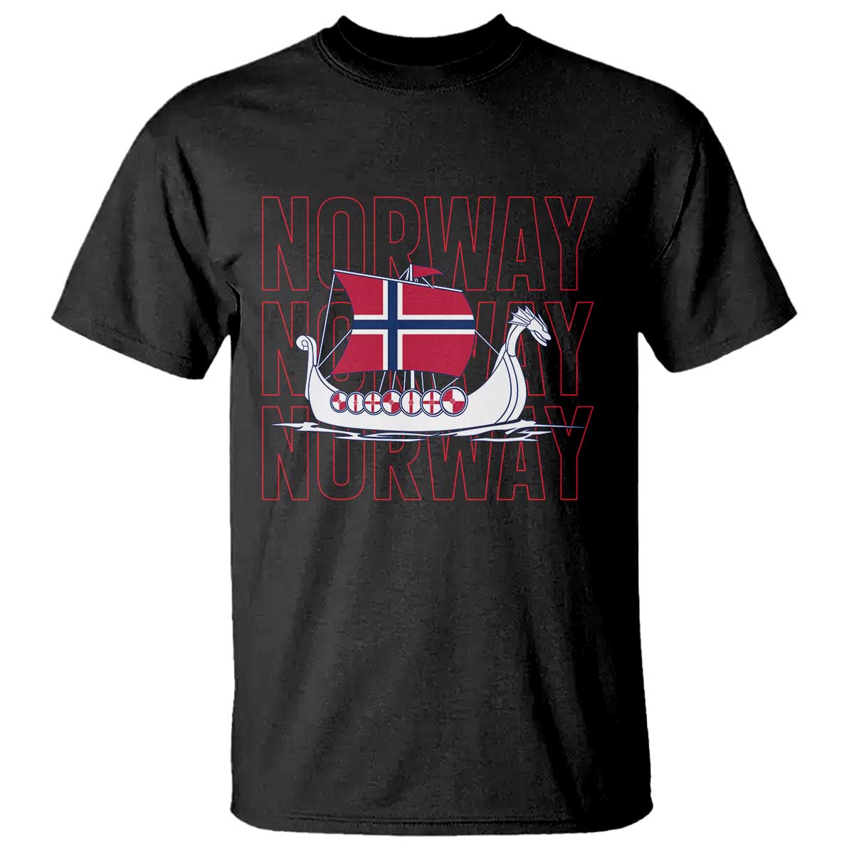 Norwegian Viking Ship Flag Boat Norway Heritage T Shirt
